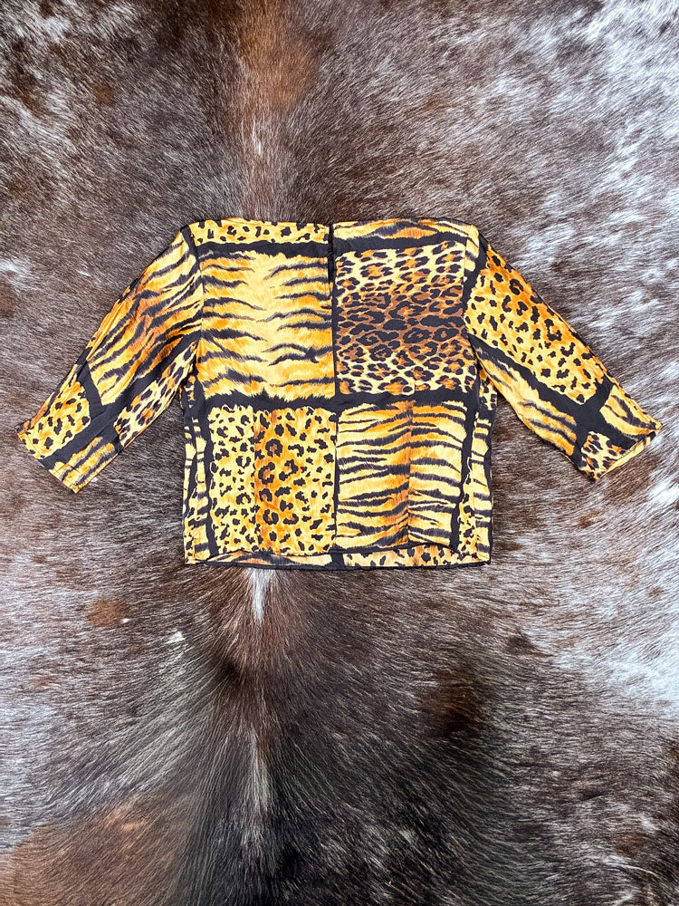 Christian Dior 1980s “Cooronnées” Animal Patch Blouse