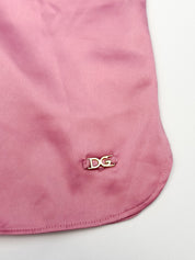 Dolce & Gabbana 2000s Rose Satin Lace-Trim Cami Top - S