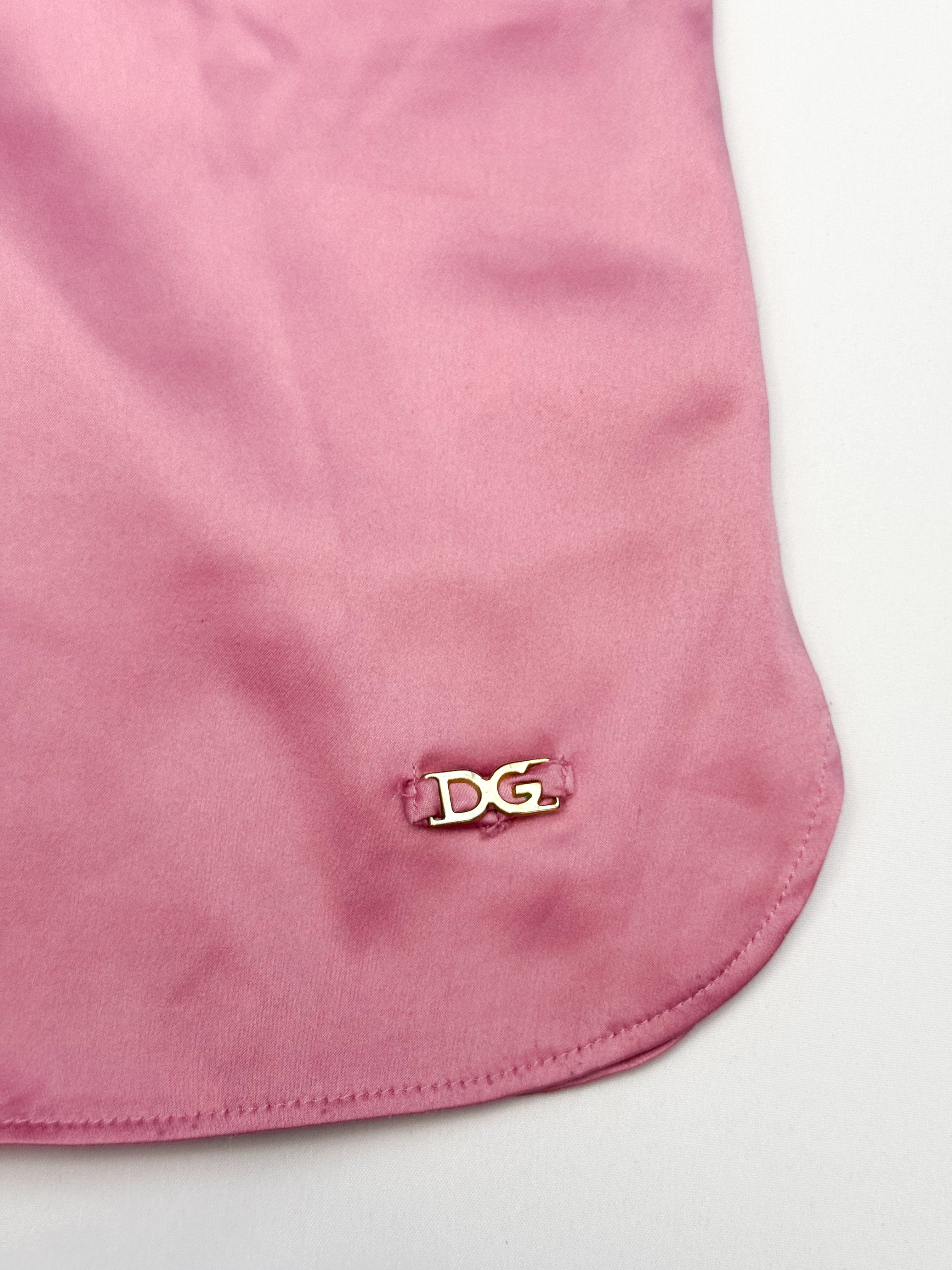 Dolce & Gabbana 2000s Rose Satin Lace-Trim Cami Top - S