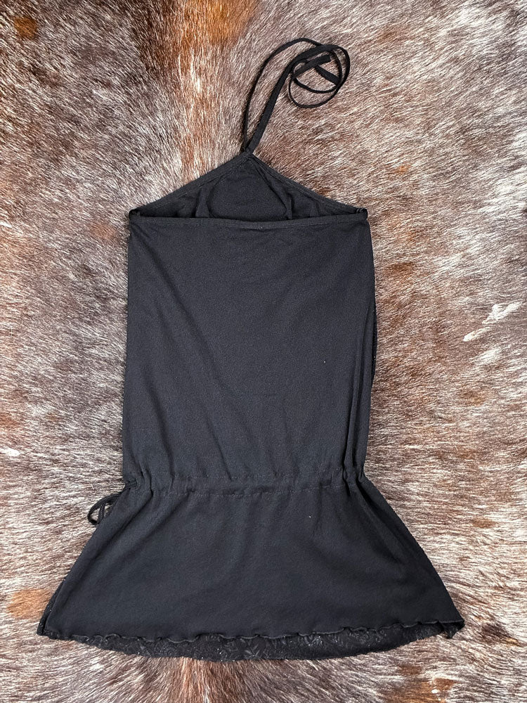 Vintage 2000s Black Beaded Halter Top