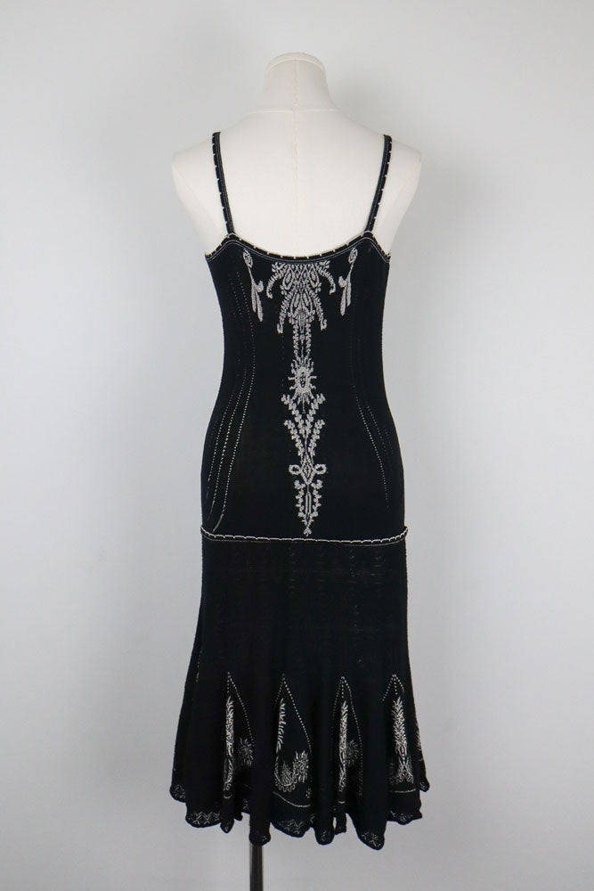 2000s Roberto Cavalli Black Embroidered Dress – S/M