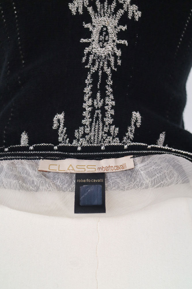 2000s Roberto Cavalli Black Embroidered Dress – S/M