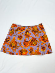 Plein Sud 1990s Lavender Orange Rose Print Cotton Mini Skirt - S