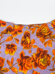 Plein Sud 1990s Lavender Orange Rose Print Cotton Mini Skirt - S