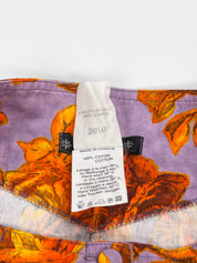 Plein Sud 1990s Lavender Orange Rose Print Cotton Mini Skirt - S