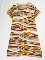 M Missoni 2000s Earth Tone Wavy Stripe Cotton Knit Dress - S/M