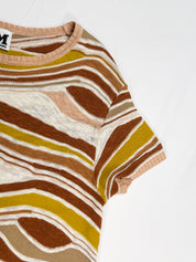 M Missoni 2000s Earth Tone Wavy Stripe Cotton Knit Dress - S/M