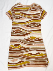 M Missoni 2000s Earth Tone Wavy Stripe Cotton Knit Dress - S/M