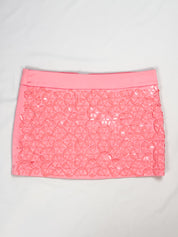 Specchio 2000s coral pink paillette low-rise mini skirt