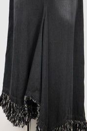 Plein Sud 2000s Black Denim Strapless Fringe Hem Dress – L