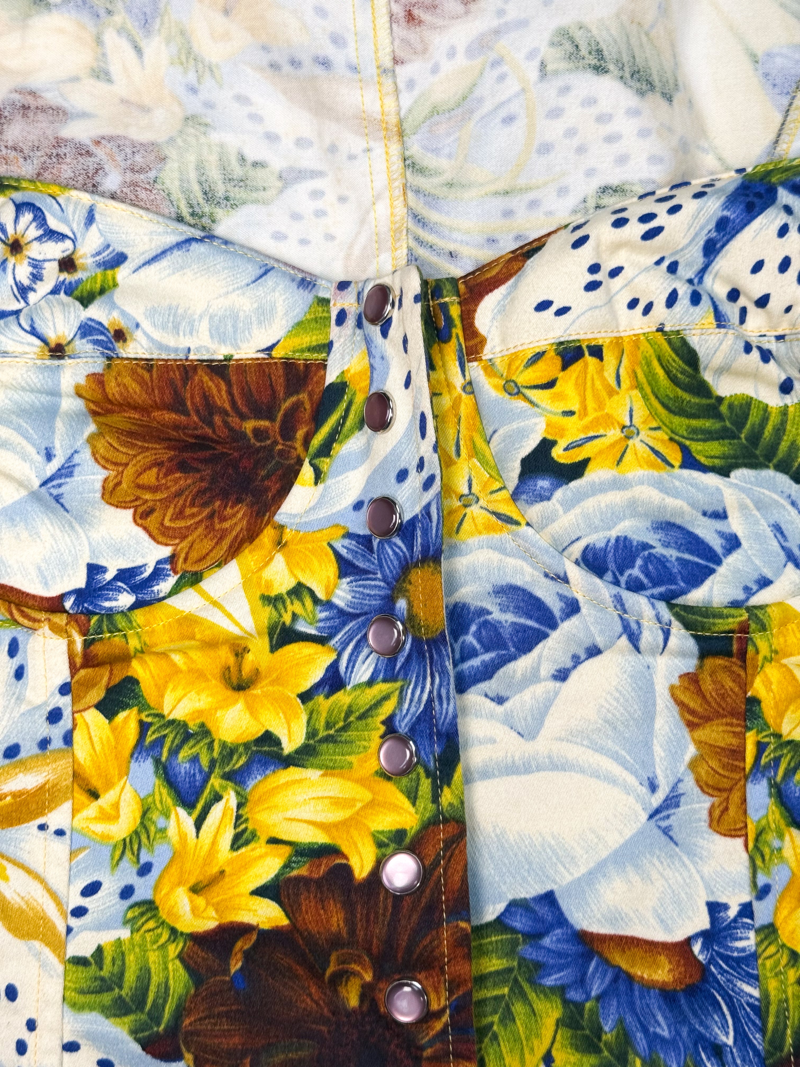 Kenzo 1990s Mixed Floral Print Structured Corset - S/M