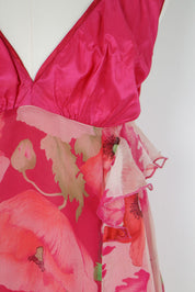 Blumarine Pink Silk Floral Dress – M