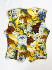 Kenzo 1990s Mixed Floral Print Structured Corset - S/M
