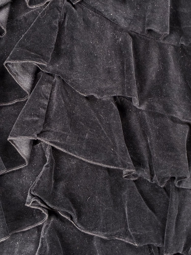 Anne Fontaine 2000s Black Velvet Ruffle Dress