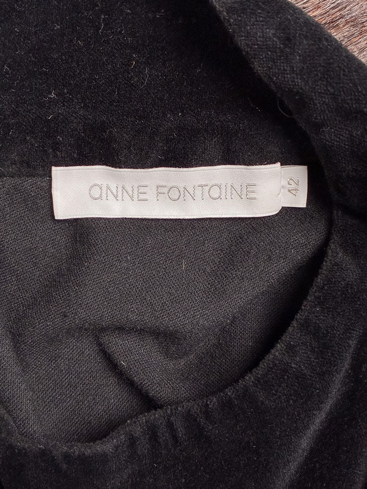 Anne Fontaine 2000s Black Velvet Ruffle Dress