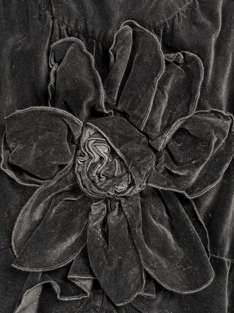 Anne Fontaine 2000s Black Velvet Ruffle Dress