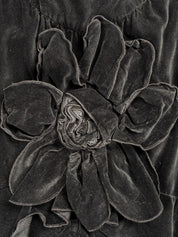 Anne Fontaine 2000s Black Velvet Ruffle Dress