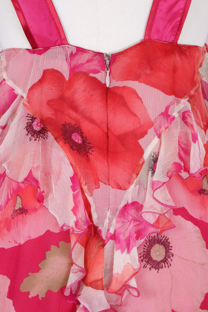 Blumarine Pink Silk Floral Dress – M