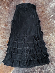 Anne Fontaine 2000s Black Velvet Ruffle Dress