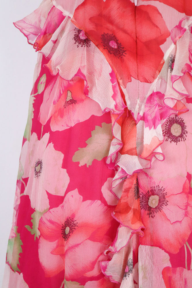 Blumarine Pink Silk Floral Dress – M