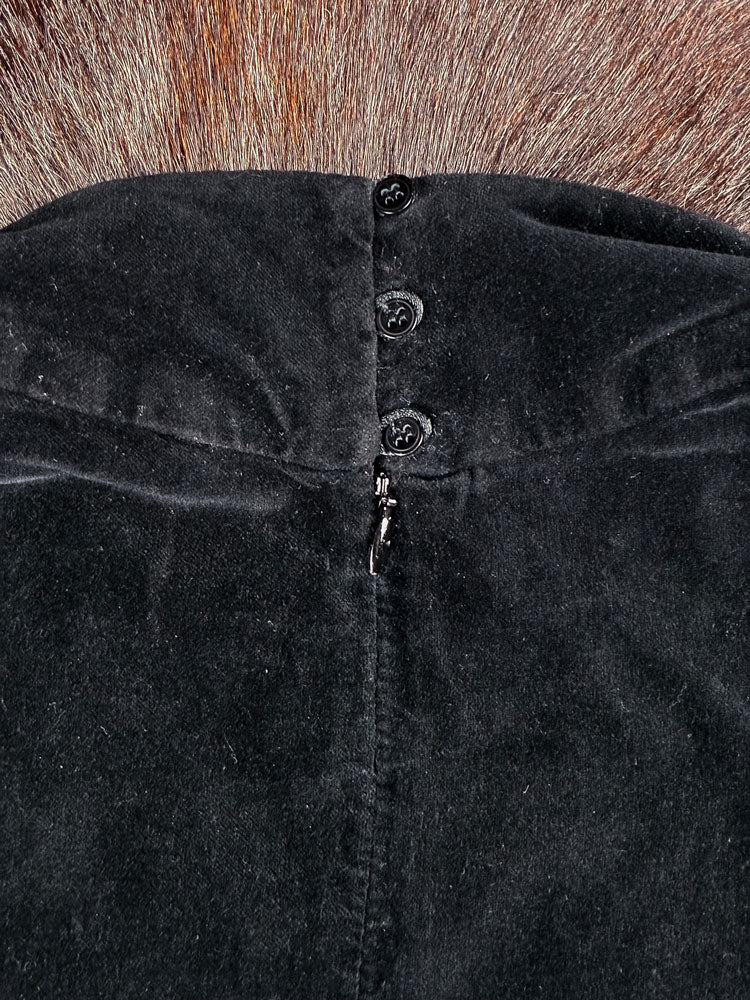 Anne Fontaine 2000s Black Velvet Ruffle Dress