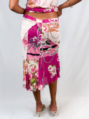 Blumarine 2000s Pink Floral Halter Top & Midi Skirt Set - S
