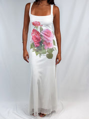 Enzo Loco 2000s Rose Print Bodycon Mermaid Maxi Dress - XS/S