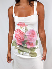 Enzo Loco 2000s Rose Print Bodycon Mermaid Maxi Dress - XS/S