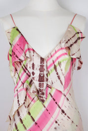 Jeff Gallano Paris Abstract Silk Slip Dress – M