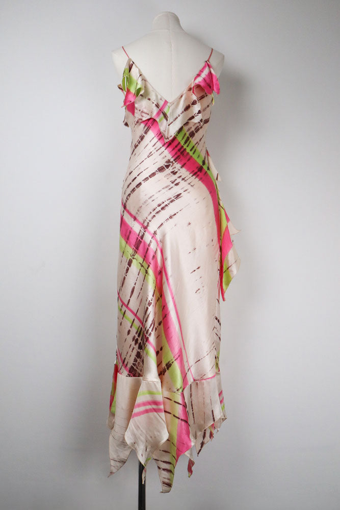 Jeff Gallano Paris Abstract Silk Slip Dress – M