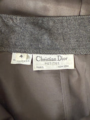 Christian Dior Petites 1980s Grey Flannel Blazer and Skirt Set - XS