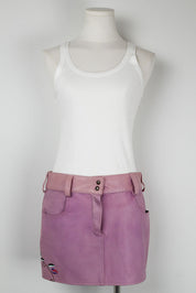 Y2K Daniel Guccini Pink Leather Mini Skirt - M