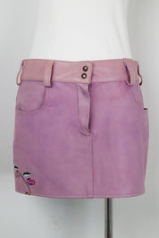 Y2K Daniel Guccini Pink Leather Mini Skirt - M