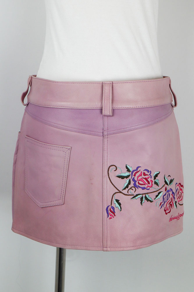 Y2K Daniel Guccini Pink Leather Mini Skirt - M