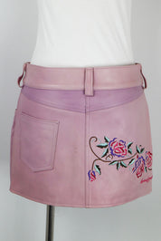 Y2K Daniel Guccini Pink Leather Mini Skirt - M