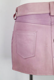 Y2K Daniel Guccini Pink Leather Mini Skirt - M