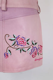 Y2K Daniel Guccini Pink Leather Mini Skirt - M
