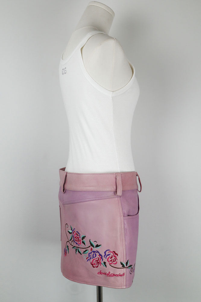 Y2K Daniel Guccini Pink Leather Mini Skirt - M