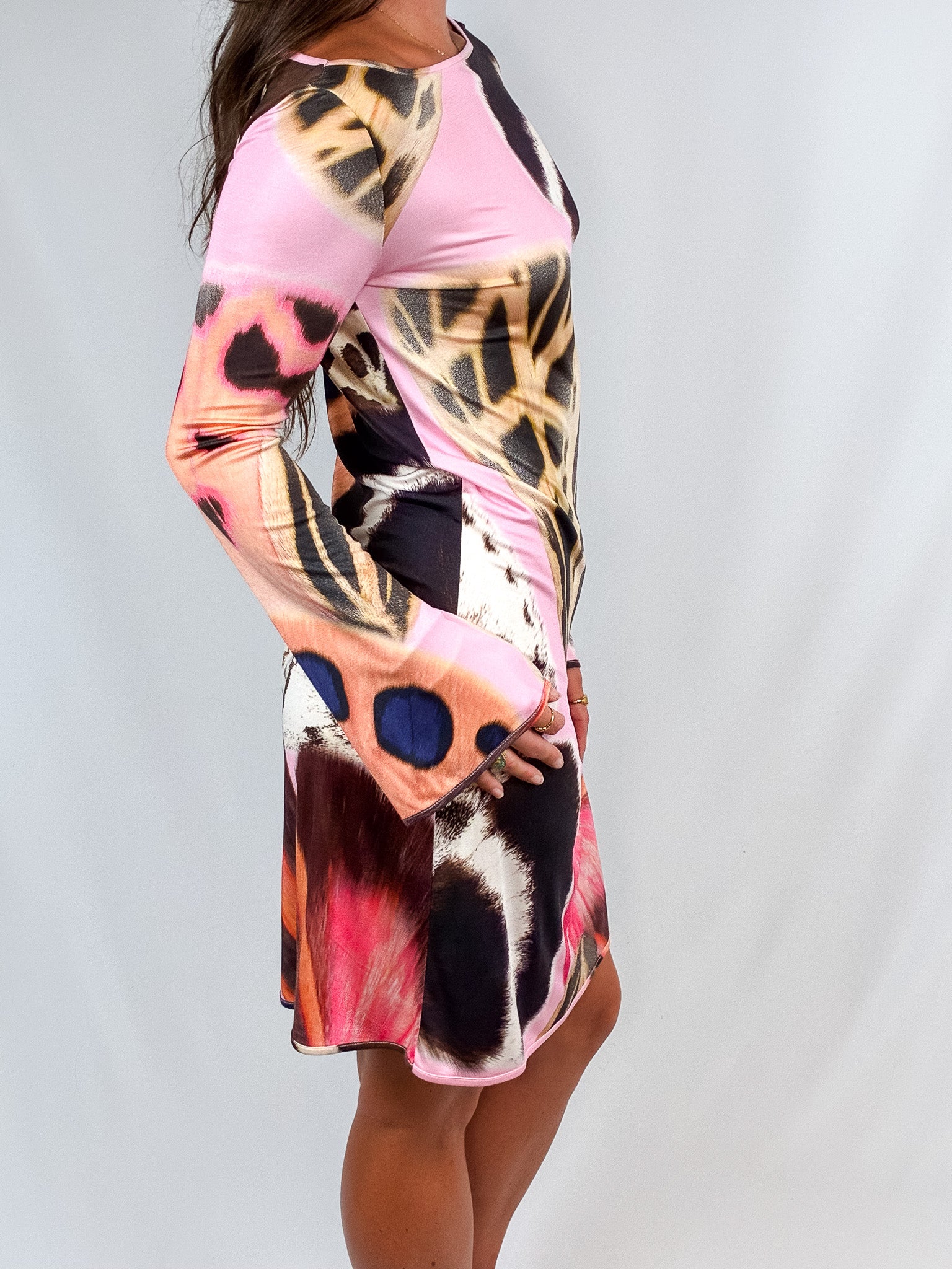 Blumarine SS2011 Silk Pink Butterfly Mini Dress - M/L