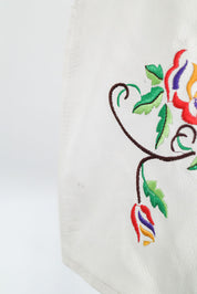 Daniel Guccini 2000s White Leather Floral Embroidered Mini Skirt – S/M