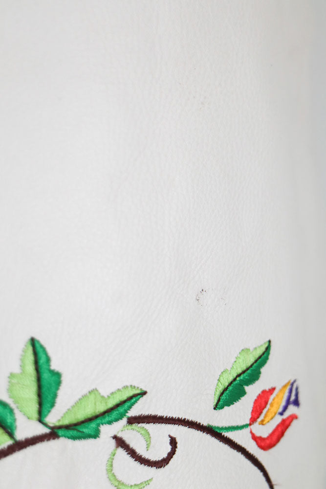 Daniel Guccini 2000s White Leather Floral Embroidered Mini Skirt – S/M