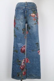 Roberto Cavalli F/W 1999 Iridescent Rose Painted Jeans – S