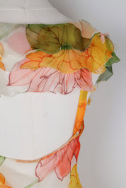 Vintage Silk Orange Floral Two-Piece Set – S/M