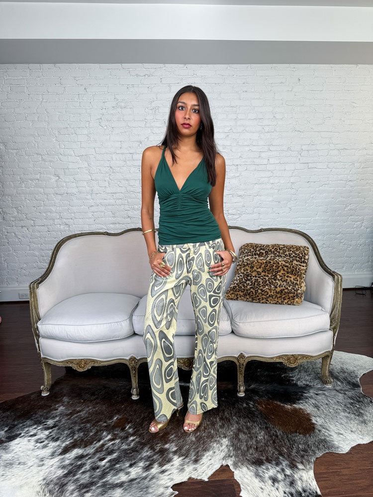 Roberto Cavalli 2000s Metallic Abstract Print Pants