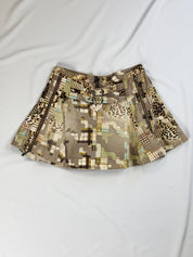 Just Cavalli 2000s Mixed Patchwork Print Pleated Mini Skirt - S/M
