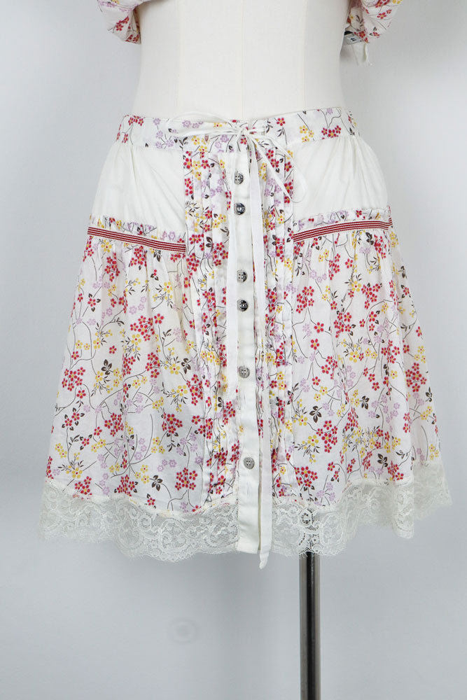 D&G Dolce & Gabbana White Floral Top (30A) and Skirt (M-L)