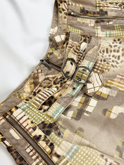 Just Cavalli 2000s Mixed Patchwork Print Pleated Mini Skirt - S/M