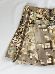 Just Cavalli 2000s Mixed Patchwork Print Pleated Mini Skirt - S/M