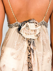 2000s Embroidered Crystal-Waist Chiffon Cami Top - S