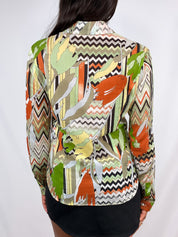 Missoni 2000s Foliage & Zigzag Print Cotton Shirt - S